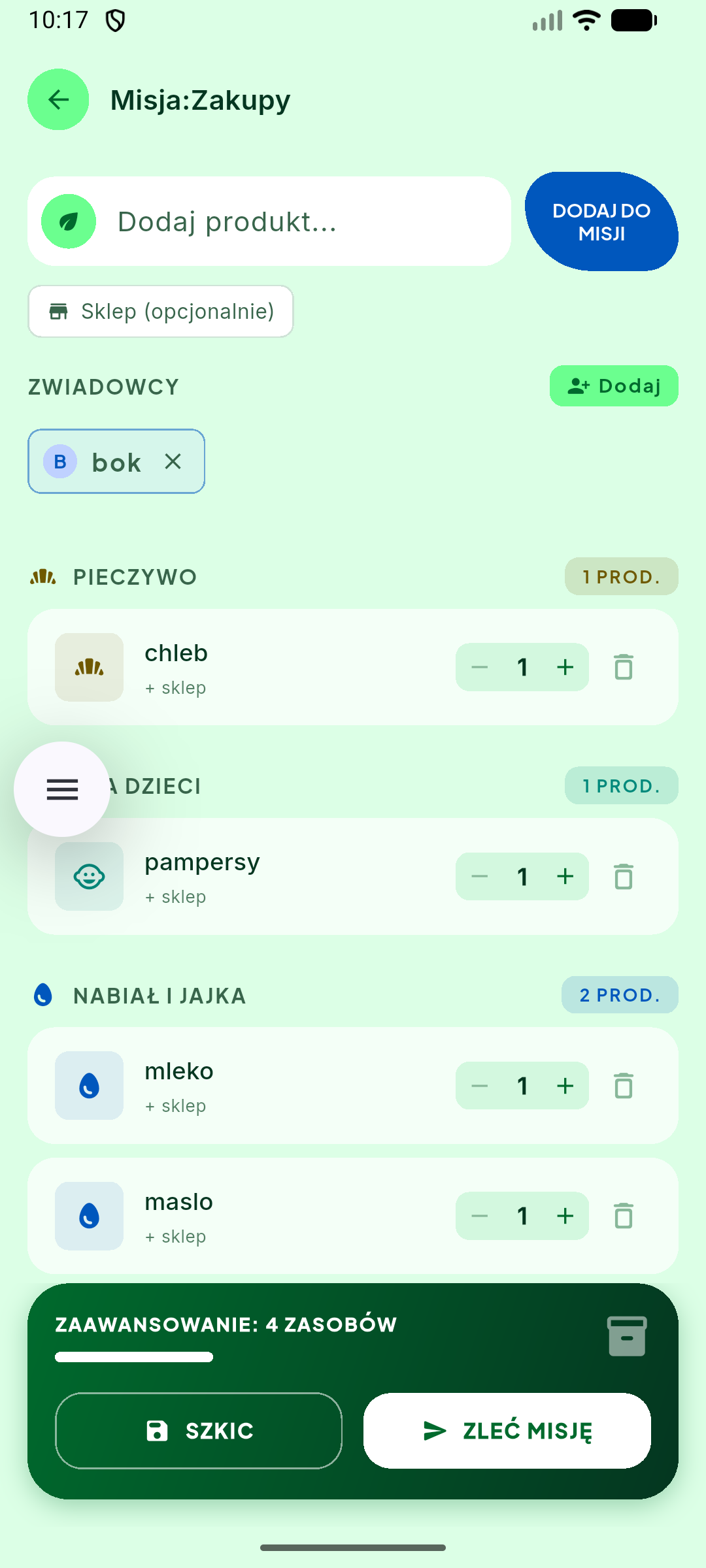 Misja:Zakupy app screen